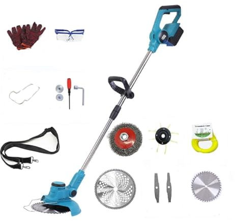 Debroussailleuse sans Fil Compatible avec Makita 18V Batterie (sans Batterie), Coupe-Bordures électrique télescopique avec tête de Coupe, câble de Paille de 10m, 4 Lames de Coupe, Brosse métallique