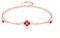 PHNIBIRD Rubis Bracelet Argent Sterling 925 Double Couche en or Rose Bracelet Trefle 4 Feuilles Femme