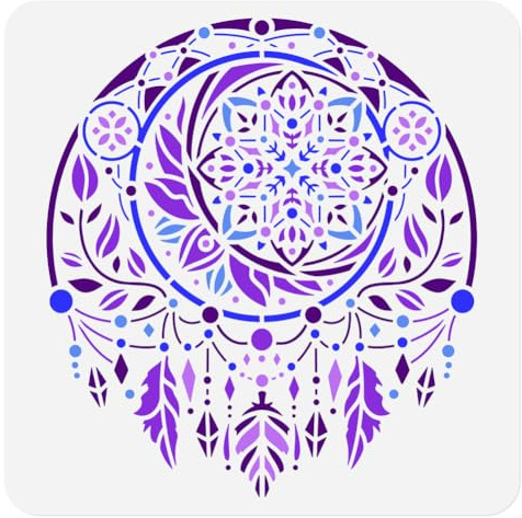 1 Stück Traumfänger Mandala Wandschablone Zum Malen 30 x 30cm Wiederverwendbare Schablone Feder Traumfänger Holzbrennen Malvorlage DIY Bastelkunst Schablone Auf Holz Stoff Leinwand Möbel