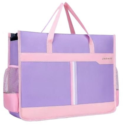 GLigeT Aktenordner Einfache Mode A3 Tasche Große Datei Mäppchen A3 Ordner Dokument Organizer Tragbare Lagerung Taschen for Frauen Ringhefter(Purple)