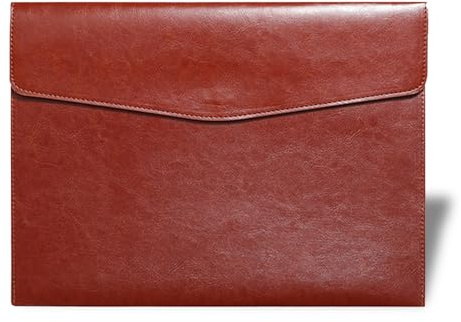 RisePlus Dokumentenmappe A4 Leder, Aktentasche A4 aus PU-Leder, wasserdichte Büro- und Reisetasche für Dokumente, Vintage-Design mit Stifttasche（Braun）
