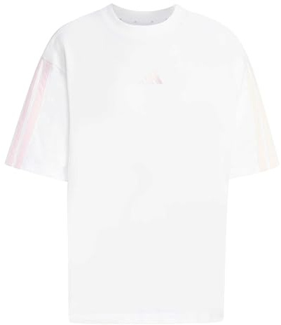 adidas Women's Essentials 3-Stripes Boyfriend T-Shirt, White/Clear pink, XXL