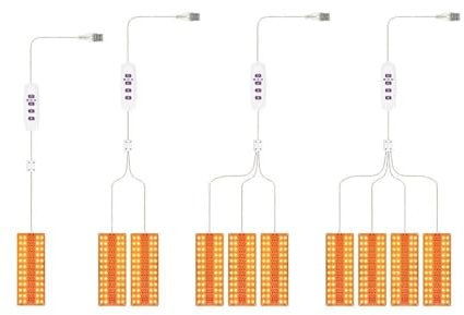 LED Grow Light Full Spectrum Grow Light Strips 5 Dimmable Levels 8/12/16H Timer 72 LEDs Plant Grow Lamp Seedlings Veg Bloom Succulents (4-Panel)