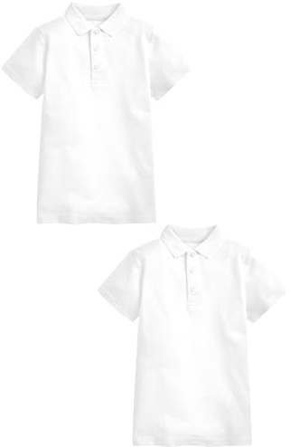NEXT Jungen Standard Knitterfreie Schul-Polo-Shirts mit Klettverschluss Weiß Numeric_134