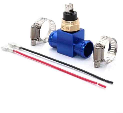 Alanmoship Motorcycle Temperature Switch Radiator Cooling Fan Controller 22MM Metal Common Thermostat System Cooling Part Black Blue Orange(Blue)