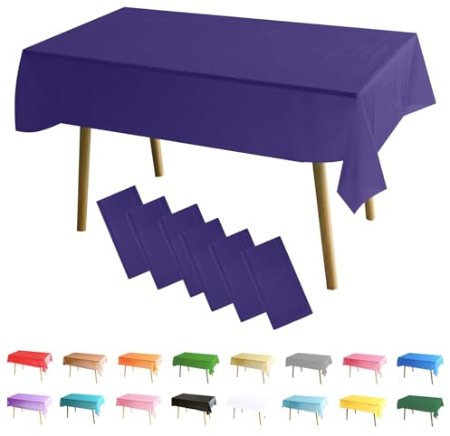 MOMAHUA 6 Packs Bleu Nuit Nappes,137x274cm PEVE Nappe de Table Rectangulaire,Nappes Imperméables pour Fête Anniversaire,Picnic,Exterieur,Jardin,Mariage,Noël,Halloween