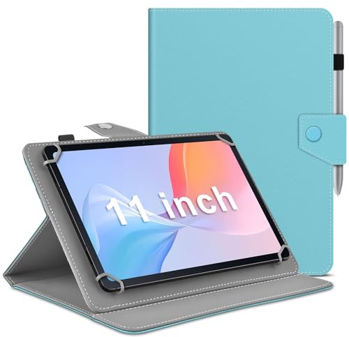 KATUMO Universal Case for 11 inch Android Tablet, Light Blue | Portable Folio Leather Cover, for Doogee U11 / TECLAST P50 / Blackview / SVITOO / TABWEE Tablet 11 inch, with Pen Loop