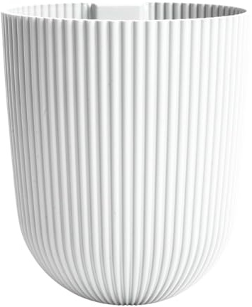 B2C Wall-Mounted Flower Pot – Modern Ridged Design, Plastic, Indoor & Outdoor Planter, 2.1L, Compact Vertical Garden Pot (White)