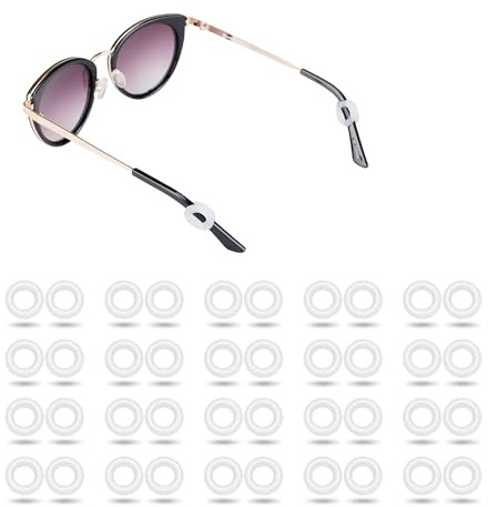 Gdnmpat 20 Pairs Eyeglass Ear Grips -Anti-Slip Glasses Grips, Silicone Glasses Holder, Eye Glasses Ear Grippers Sleeve Retainer, Glasses Ear Hooks Cushion for Sports, Sunglasses, Glasses(White)