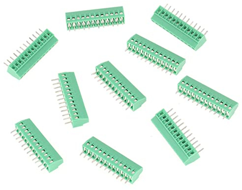 10 Pezzi 12 Pin Morsettiera Connettore, 2.54mm Passo PCB Connettori a Vite Morsettiera, Universale Verde Morsetto a Vite Connettore per Circuiti Stampati e Progetti Elettronici