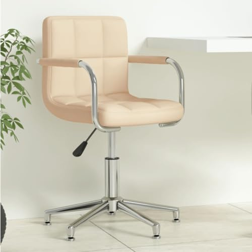 Hoopleep Bürostuhl Drehbar Creme Stoff, Höhenverstellbar mit Gasdruckfeder, Bequemer Schreibtischstuhl für Büro, Schlafzimmer und Arbeitszimmer, Stabiler Drehstuhl aus Stoff und Metall