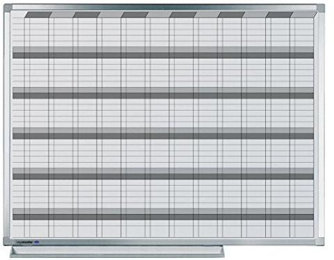 Legamaster 7-400000 Professional Jahresplaner 365, emailliertes, leichtes Whiteboard bedruckt mit Kalenderraster, 120 x 90 cm