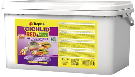 Tropical Cichlid Red&Green Medium Sticks - Futtersticks für mittelgroße Cichliden, mit Astaxanthin & Spirulina, 1er Pack (1 x 5 l)