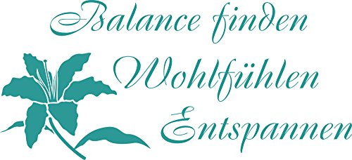 GRAZDesign Wandtattoo Bad Sprüche Balance finden Wandaufkleber Bad Deko - 66x30cm / 054 türkis