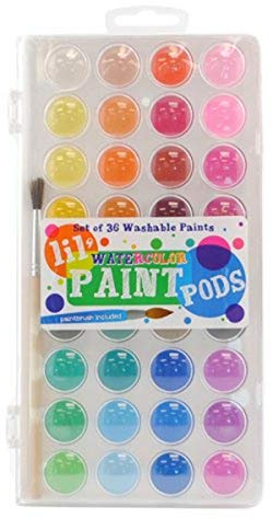 Ooly Lil' Watercolor Washable Paint Pods Set, 36 Colors
