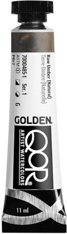 GOLDEN QoR Artist Watercolors, Raw Umber (Natural), 11 ml Tube