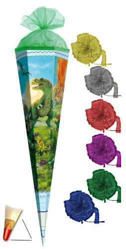 Schultüte - T-Rex 70 cm - incl. Schleife mit Holzspitze/Tüllabschluß - Zuckertüte Roth Dinosaurier Dino Dinos Saurier Rex
