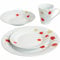 16 Piece Dinner Set - Cream & Red Patterns Dinnerware Set | 4 Bowls, 4 Side Plates, 4 Mugs, 4 Soup Plates | Kitchen Microwave & Dishwasher Safe | for Cereal, Desserts, Tea, Porcelain Cup, Gift