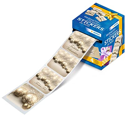 HERMA 15137 Weihnachtssticker, Weihnachtskugeln (200 Aufkleber, Papier, in Spenderbox) selbstklebende Weihnachtsdeko, permanent haftende Etiketten für Weihnachten, Geschenke, Basteln, Adventskalender