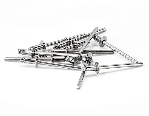 PRIOstahl Blindnieten Dichtnieten Nieten Pop-Nieten Hohlnieten Flachkopf - DIN 7337 x 50 Stück für Materialstärke: 4 mm - 14 mm zum Verbinden für Industrie Metall Holz Kunststoff aus Edelstahl V2A