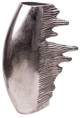 Edle Metallvase Luna massiver Aluguss, Deko-Vase Farbe Silber Höhe 38cm