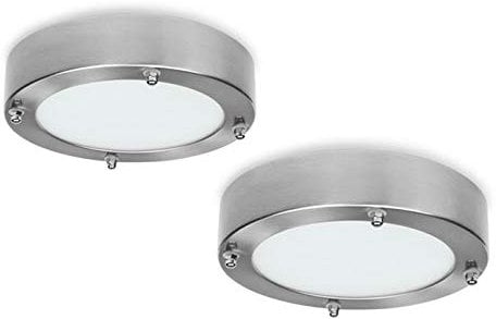Lot de 2 plafonniers élégants pour salle de bain en acier brossé et verre avec ampoule LED de 12 W