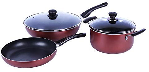 Xyanzi dianzhuguo Set di pentole, fornello a induzione Magnetica, fornello Antiaderente Meno uniformemente riscaldato - 5 Pezzi (Vino Rosso)