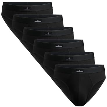 DANISH ENDURANCE Mens Briefs, Soft Cotton Underpants, Mens Y Fronts Underwear, Boxer Briefs, Multipack, 6 Pack, Black, 3XL