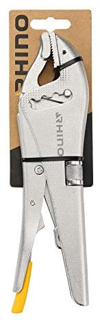 RHINO - Pince-étau à cran, à crémaillière avec bec court - Ouverture 50 mm - Permet de maintenir tous types d'objets (Mécanique, ferronnerie, bricolage) - Garantie 5 ans