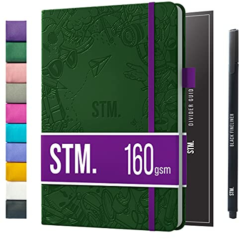 Scribbles That Matter A5-Notizbuch dotted Journal, 150 Seiten, Dot grid Bullet-Journal, veganes Hardcover, 160 g/m², auslaufsicheres, für die Arbeit, das Studium, Reisen (5,75 x 8,5) inches, grün