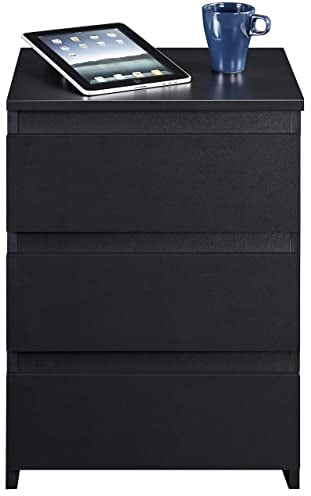 Yaheetech Black Bedside Table Chest of Drawers Nightstand End Table Storage Side Table for Living Room, 35x45x60.5cm, Bedroom Furniture