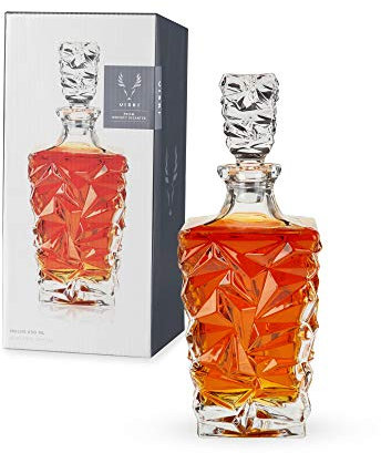 Viski Prism - Decantador de whisky sin plomo, jarra de licor de cristal, elegante juego de 1, 850 ml