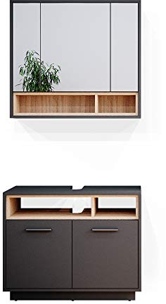 Vicco Badmöbel-Set Beatrice, Badezimmerschrank-Set, Anthrazit/Sonoma, 2 Teile