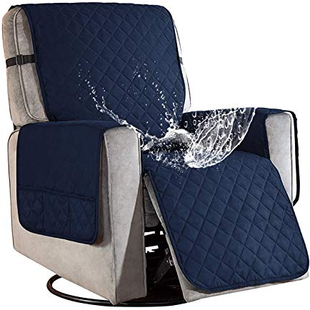 Sesselschoner für Fernsehsessel Relaxsessel, 1 Sitzer Sesselschoner mit Taschen Blau Sesselauflage Relaxsessel Sesselüberwurf Wasserdicht Sesselschutz Sofaüberwurf für Hunde Haustieren