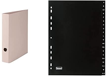 Rössler 1317452581 - S.O.H.O. Ordner A4 mit Hebelmechanik, Rückenbreite 5 cm, powder + Idena 302022 - Register A - Z, für DIN A4, aus Kunststoff, 20-teilig, volldeckend, schwarz, 1 Stück