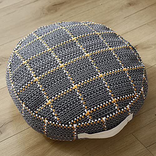 ZZZYZ Runde Cord Bodenkissen Nachhaltiges Sitzkissen Verdicken Yoga Meditationskissen Für Yoga Wohnzimmer Balkon Room Party Outdoor Dekoration-Schwarz 55x10cm(22x4inch)