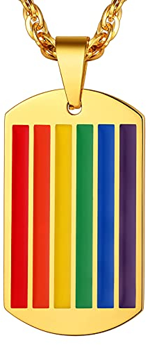 Richsteel LGBT Anhänger Gold Männlich Weiblich Halskette Gay Lesbian Pride Regenbogen Plaque Dog Tag Edelstahl Schmuck Homosexuelle Liebe Paare