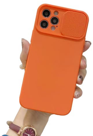 Tybiky Kameraschutz Hülle für iPhone 12 Mini, Ultra Dünn Handyhülle mit Kameraschutz Kamera Schutz mit Schieber, Premium Hybrid PC + TPU rutschfest Stoßfest Kratzfest für iPhone 12 Mini.Orange