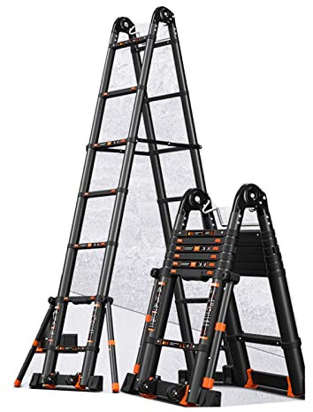 WYYZH Telescoping Ladder Attic Ladder with Support Bar Safety Lock Design for Outdoor Indoor Use can Be Used As A Straight Ladder 4 Size (Size : 4.1m/13.45ft)
