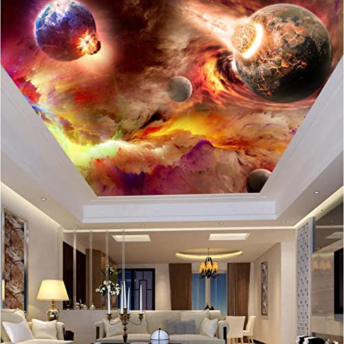 HGFHGD Bunte Sternenhimmel 3D Foto Decken tapete Wohnzimmer Schlafzimmer Decke tapete Dekoration seidentapete Aufkleber