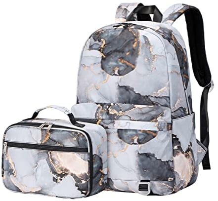 SellerFun Junior high School Backpack Sets 2Pcs Daypack with Lunch case Girls Middle School Bag(Black,20 Liters)