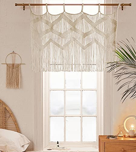 Flber Makramee-Volant, Makramee-Vorhang, Fenster, Küche, Tür, Trennwand, Boho-Wanddekoration, 109,2 x 68,6 cm (B x L)