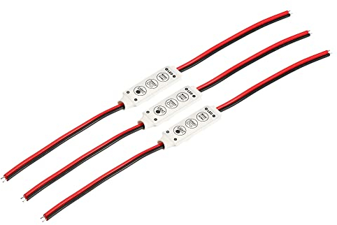 sourcing map 3 Stück LED Streifen Dimmer 12V bis 24V 3 Tasten Mini Helligkeitsregler Lampenschalter für Einfarbige Streifen led controller