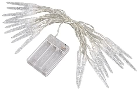 Fockety Eiszapfen Lichter, PC Kunststoff 20LEDs Warmes Licht Batteriebetriebenes Superhelles LED Chip Eiszapfen Lichterkette Eiskegel Form Transparentes Eis Lichterkette für Weihnachten