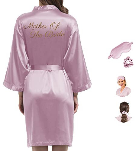 Y WJing Yi Jia Robe de demoiselle d'honneur en soie pour femme - Robe de mariée en satin - Monogrammes - Taille unique, Rose nude-M, Taille unique