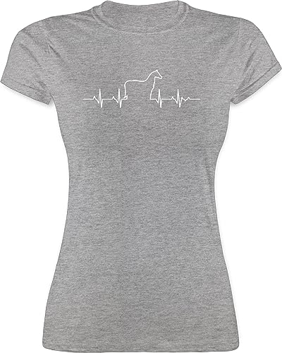 Shirt Damen - Herzschlag Pferd I Geschenk Pferde I - S - Grau meliert - pferdeshirts für mädchen reitklamotten pferdeliebhaber pferden Tshirt Pferde-Shirt reitbekleidung reiten tiermotiv t-Shirts