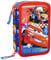CARS - ASTUCCIO SCUOLA 3 ZIP ORIGINALE CARS - SAETTA MCQUEEN - COMPLETO DI 44 PEZZI - PRODOTTO UFFICIALE DISNEY CARS (ROSSO/AZZURRO)