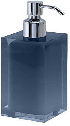 GEDY | Auckland Distributeur de Savon en résine Transparente, Couleur Bleu pétrole, Dimensions 16,2 x 7 x 7 cm et Poids 0,4 kg