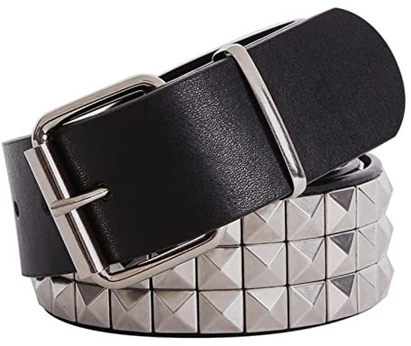 COOKOE Retro Gothic Glänzender Pyramiden-Nietengürtel für Herren und Damen, mit Nieten, Punk Rock mit Dornschließe