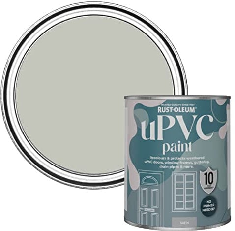 Rust-Oleum Grey uPVC Door and Window Paint In Satin Finish - Tyne Fog 750ml